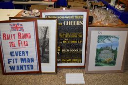 GROUP OF PICTURES INCLUDING WWI RALLY ROUND THE FLAG AND AN ADVERTISING POSTER