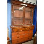 LARGE 19TH CENTURY MAHOGANY GLAZED DRESSER, WIDTH APPROX 166CM