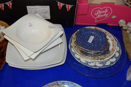 WHITE GLAZED CERAMIC DISHES AND BOWLS