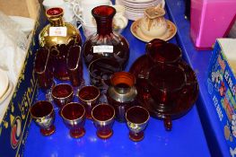 VARIOUS COLOURED GLASS WARES