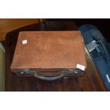 SMALL VINTAGE LEATHER SUITCASE, LENGTH APPROX 36CM