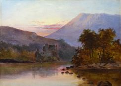 English School (19th/20th century), Highland landscape, oil on board, 16 x 23cm