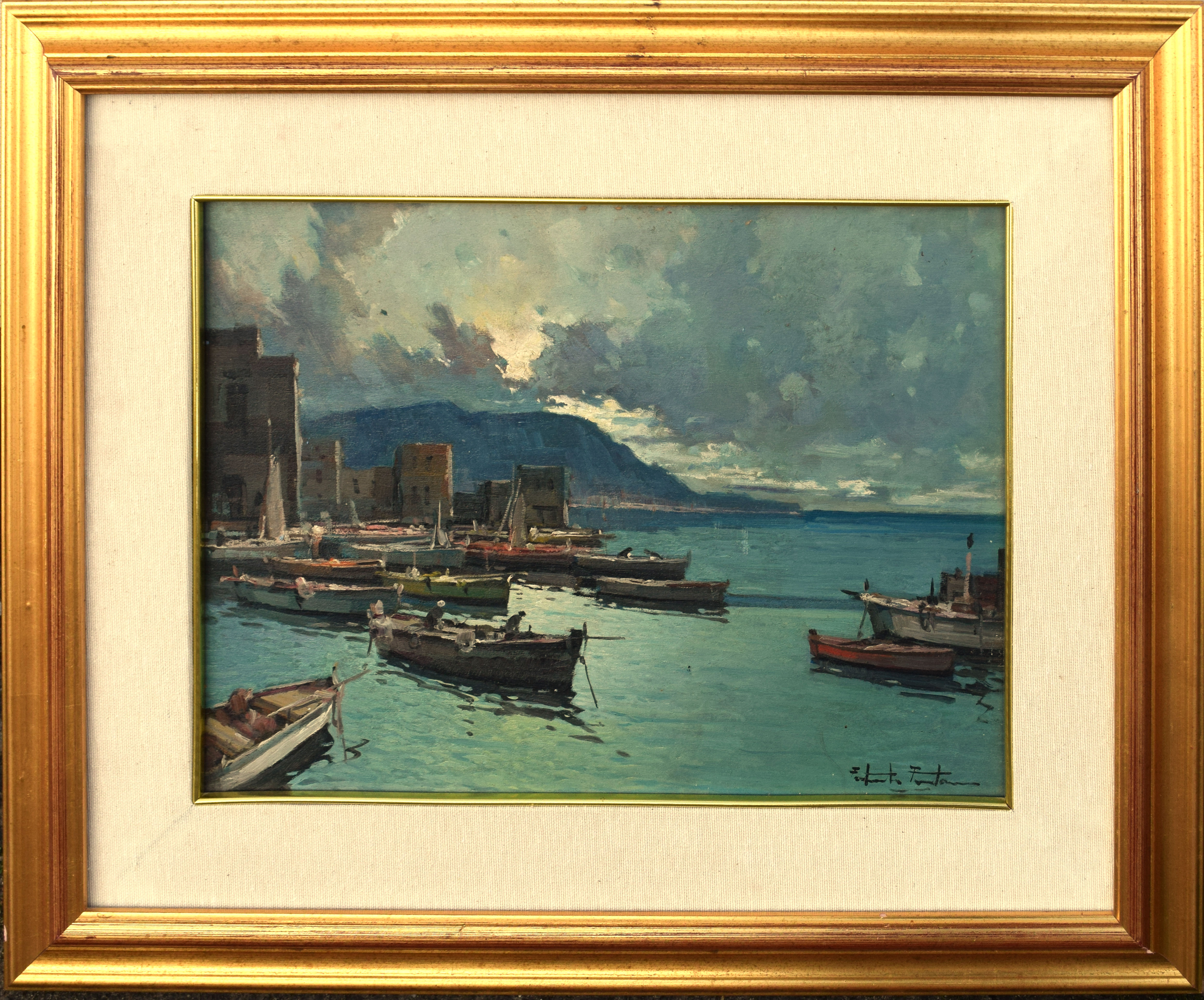 AR Fortunato Fontana (born 1936), "On the Neapolitan Coast" , oil on panel, signed lower right, 29 x