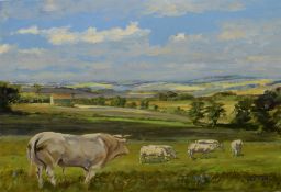 Alistair Kilburn, "The Charolais Bull", oil on canvas, signed lower right, 38 x 46cm, unframed