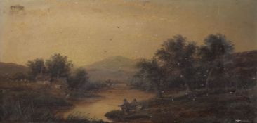 English School (19th century), Landscape on the River Dee, North Wales, oil on canvas, inscribed