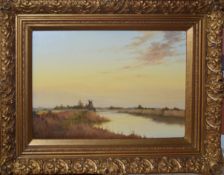 Jack Pulfer, Broadland scene with windmill, oil on canvas, signed lower left, 24 x 34cm