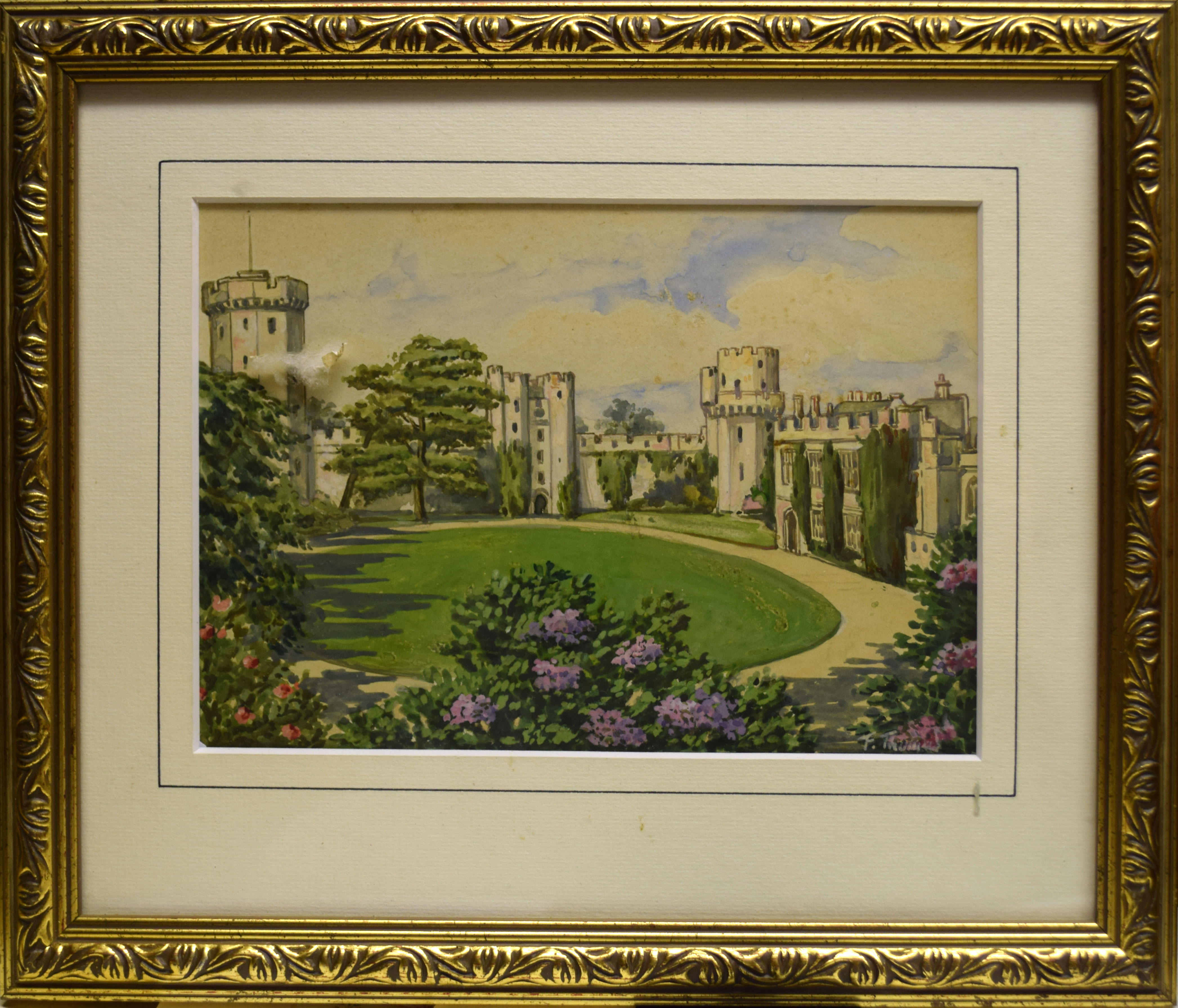 F Thomas, Views of Warwick Castle, group of three watercolours, two signed, 12 x 18cm (3)