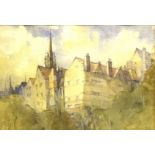 Kenneth Robertson, "Ramsay Gardens, Edinburgh", watercolour, signed lower right, 17 x 24cm with