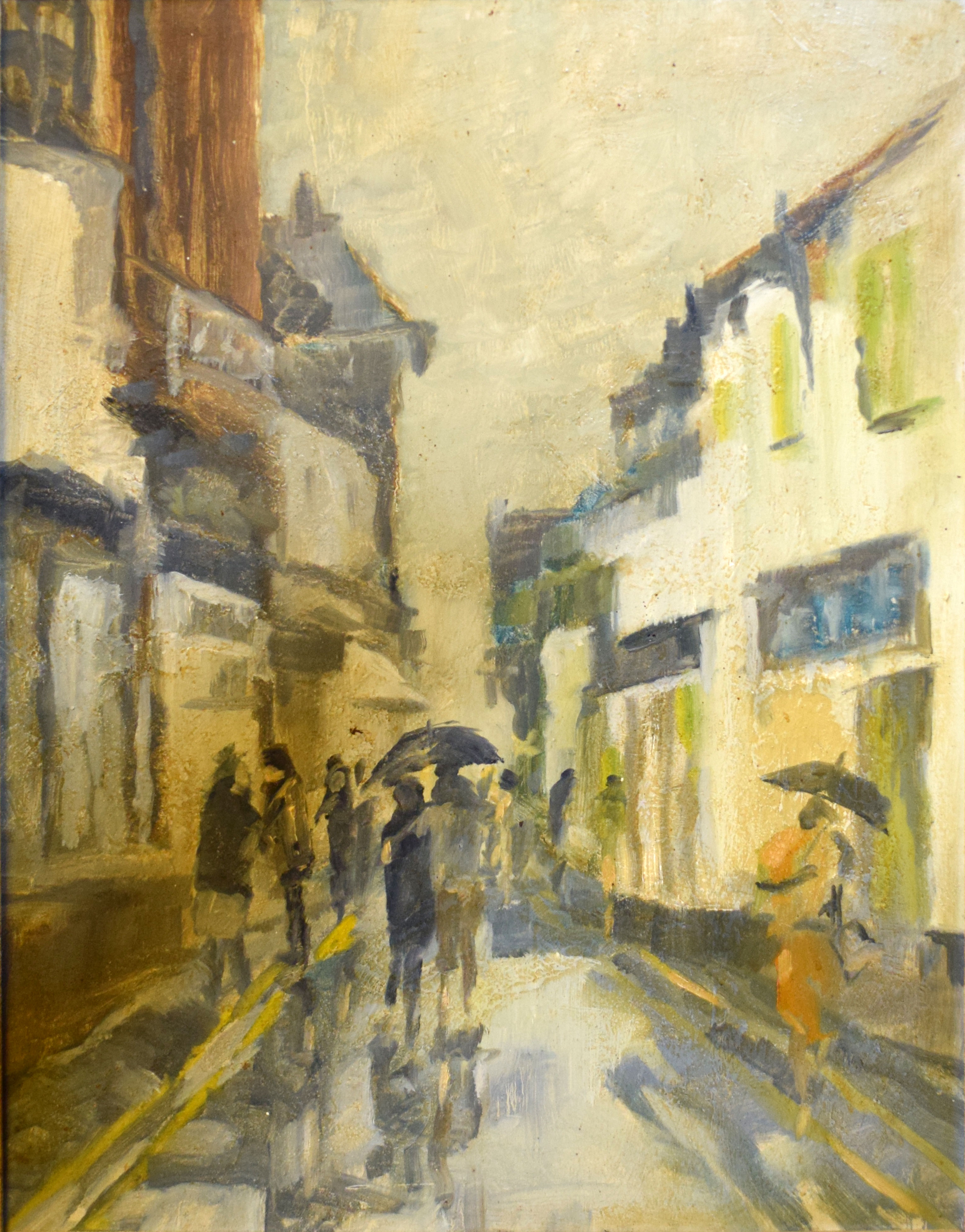 Attributed to William Henry Ford, "A rainy day in Norwich", oil on board, 52 x 39cm