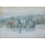 W Proudfoot (1822-1901), River scene with cottage, watercolour, signed lower left, 38 x 55cm
