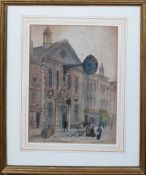Paul Braddon, Street scene with figures, watercolour, signed lower left, 37 x 27cm