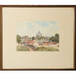 I W Davidson, City view, watercolour, signed and dated 1943 lower left, 18 x 26cm