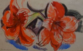 Elsie M Henderson, Flower study, watercolour, signed lower left, 21 x 34cm