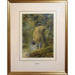 English School (19th century), "The Woodman", watercolour, 41 x 29cm