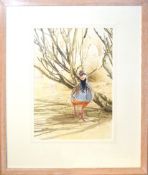 Keith Brockie, Partridge in a landscape, watercolour, signed and dated 9/94 lower left, 38 x 27cm