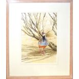 Keith Brockie, Partridge in a landscape, watercolour, signed and dated 9/94 lower left, 38 x 27cm