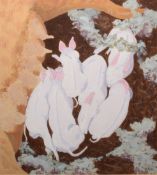 AR Ann Coleman (contemporary), "Sleeping piglets", tempera, initialled lower right, 28 x 25cm