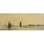 Frank Henry Mason, Sailing ships off Dover, watercolour, signed lower left, 23 x 73cm