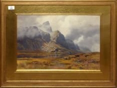 Percy Dixon, Mountain landscapes, pair of watercolours, both signed, 34 x 51cm (2)