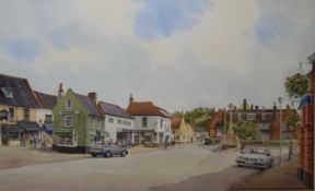 George Sear, Holt High Street, watercolour, signed, 62 x 100cm