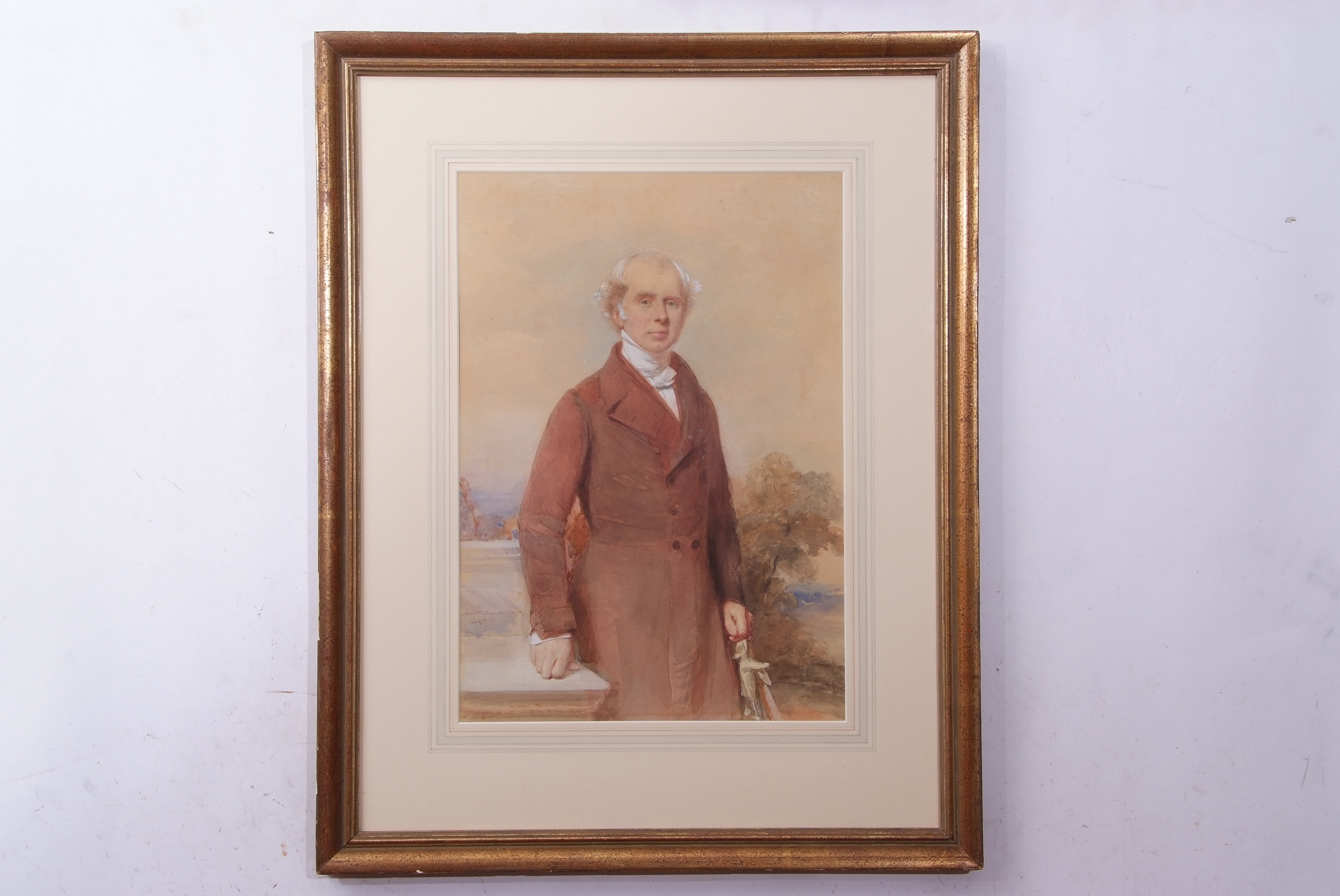 Frederick Cruickshank (1800-1868), Portraits of gent and his wife, pair of watercolours, both signed - Image 2 of 2