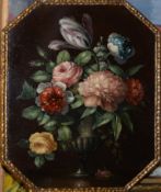 Continental School (19th/20th century), Still Life study of flowers in an urn, oil on panel, 28 x