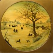 After The Old Master, Winter landscape, 65cm diam