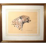 Camilla Edwards, Cheetah head, pastel, signed lower right, 30 x 40cm