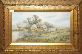 Henry Stannard, "On The Ouse, Near Bedford", watercolour, signed lower left, 34 x 64cm