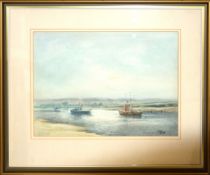 John Tuck, Norfolk estuary, watercolour, signed lower right, 26 x 36cm