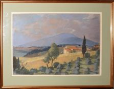 AR Ken Symonds (1927-2010), "View from Montegfoni", pastel, signed, dated 89 and inscribed with