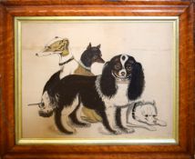 English School (19th/20th century), Naive study of dogs, watercolour, 33 x 44cm