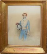 Charles Gibson, Portrait of Capt George Forbes and portrait of a young lady, pair of watercolours,