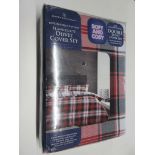 Union Rustic Morwenna 200 TC Duvet Cover Set, Size: Double, Colour: Charcoal/Red, RRP £23.99