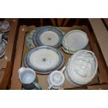 TRAY CONTAINING QUANTITY OF CHINA INCLUDING LATE 19TH CENTURY SERVING DISHES AND PLATES