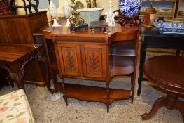 VICTORIAN MAHOGANY SIDE CABINET, CENTRAL CUPBOARD FLANKED BY SHELVES, 119CM WIDE