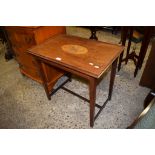 EDWARDIAN MAHOGANY RECTANGULAR OCCASIONAL TABLE WITH INLAID CENTRE, 67CM WIDE