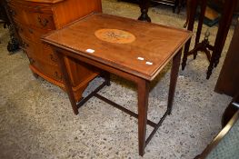 EDWARDIAN MAHOGANY RECTANGULAR OCCASIONAL TABLE WITH INLAID CENTRE, 67CM WIDE