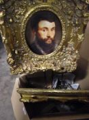 BOX CONTAINING GILT FRAMED PICTURES AND A MIRROR