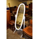 WHITE PAINTED CHEVAL MIRROR, 58CM WIDE