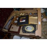 TRAY CONTAINING QUANTITY OF PICTURE FRAMES, SOME WITH PORTRAITS