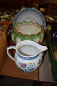 LARGE JUG AND COVER AND JARDINIERE WITH FLORAL PRINT