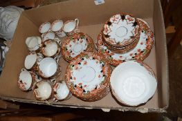BOX CONTAINING QUANTITY OF LATE 19TH CENTURY CHINA, TEA SET, VARIOUS TEA CUPS, SAUCERS, SIDE