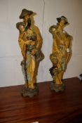 PAIR OF ORIENTAL STYLE RESIN FIGURES, 48CM HIGH