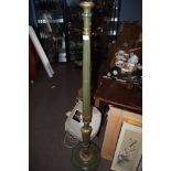 Green painted and gilded lamp standard^ 156cm high