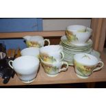 SHELLEY DECO STYLE TEA SET DECORATED WITH A PRINT OF DAFFODILS PATTERN NO 13670 COMPRISING FIVE