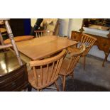 MODERN KITCHEN TABLE AND FOUR STICK BACK CHAIRS