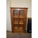 MODERN PINE GLAZED WALL CUPBOARD, 45CM WIDE