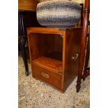 REPRODUCTION BRASS BOUND BEDSIDE CABINET, 45.5CM WIDE