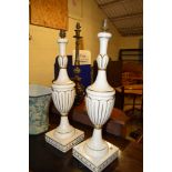 PAIR OF PAINTED WOODEN LIGHT FITTINGS, 15CM WIDE